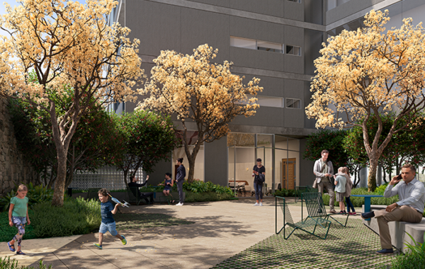 Praça aberta do MOVA.WF, um dos elementos para certificação Fitwel