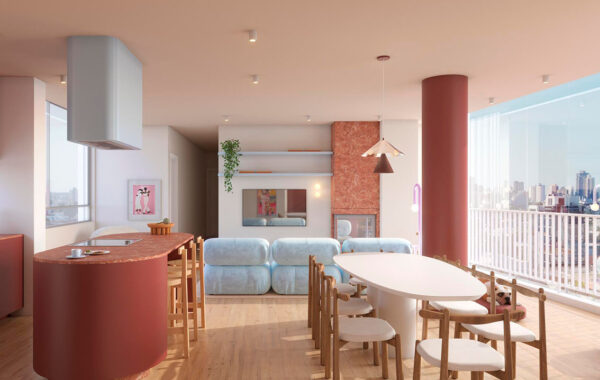 Imagem interna de um apartamento do MOVA, recebendo iluminação e ventilação natural