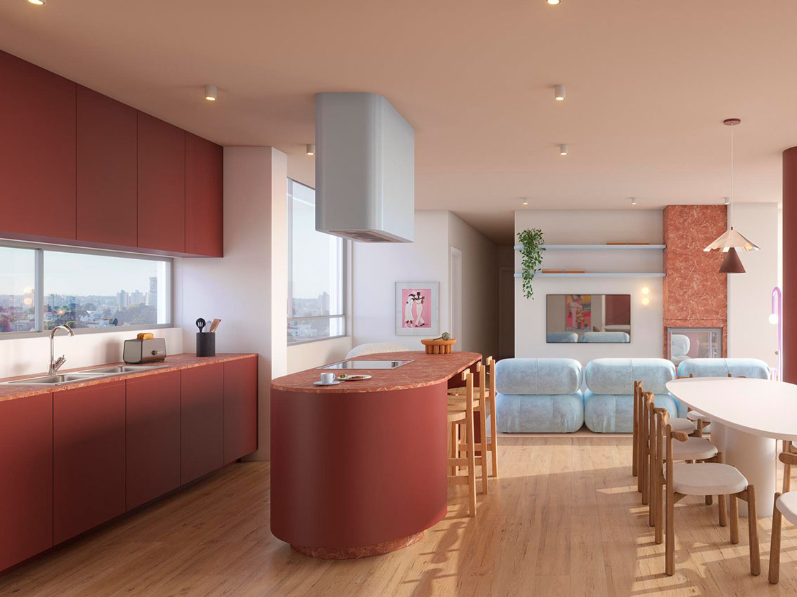 Iluminação de cozinha no projeto de apartamento do MOVA.WF